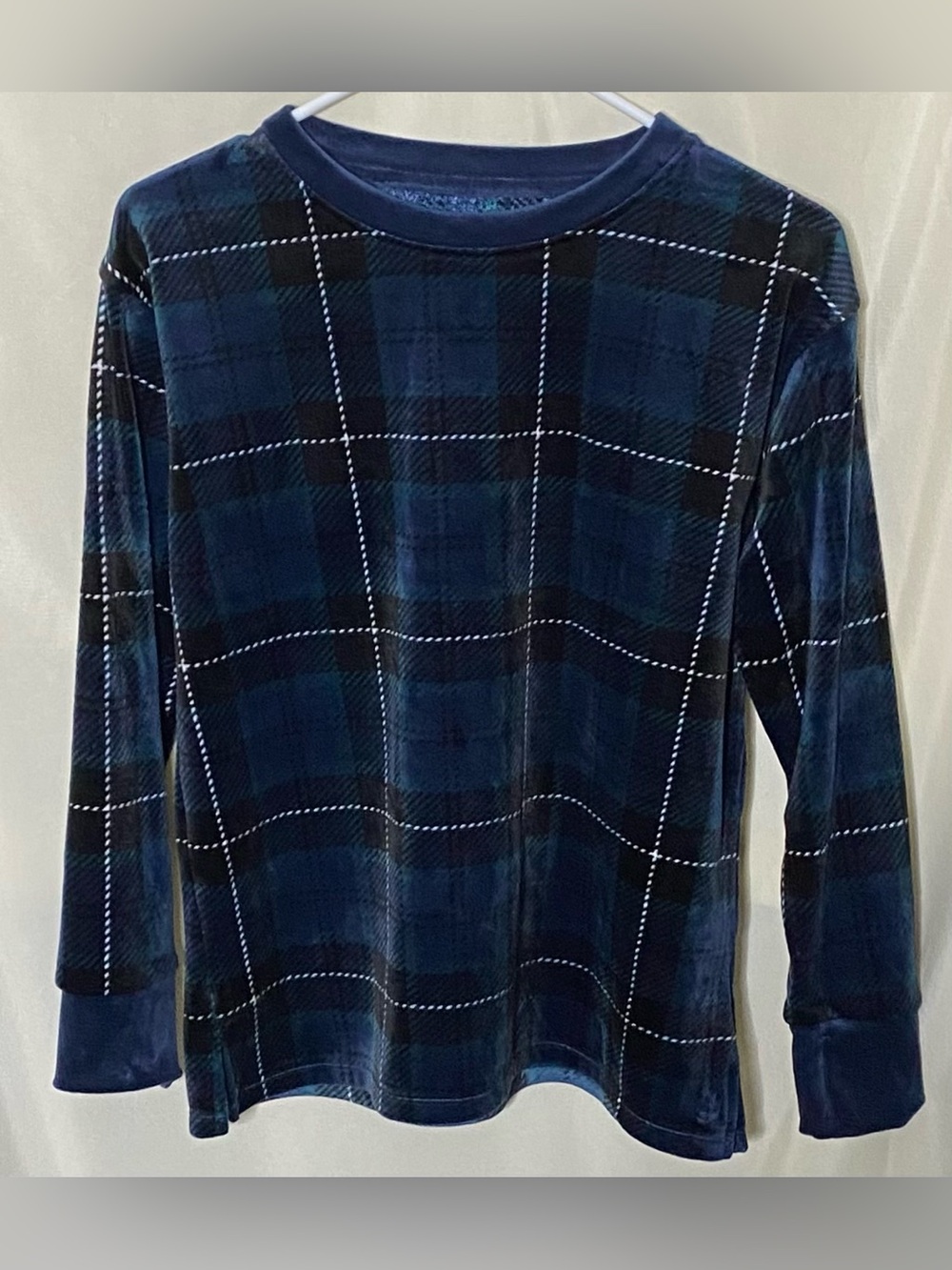 Cuddl Duds Plush Fleece Plaid Long Sleeve Pajama Loungewear Top